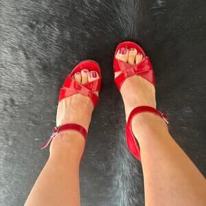 Vintage Y2K Charles David by Nathalie M Red patent leather high heels size 9